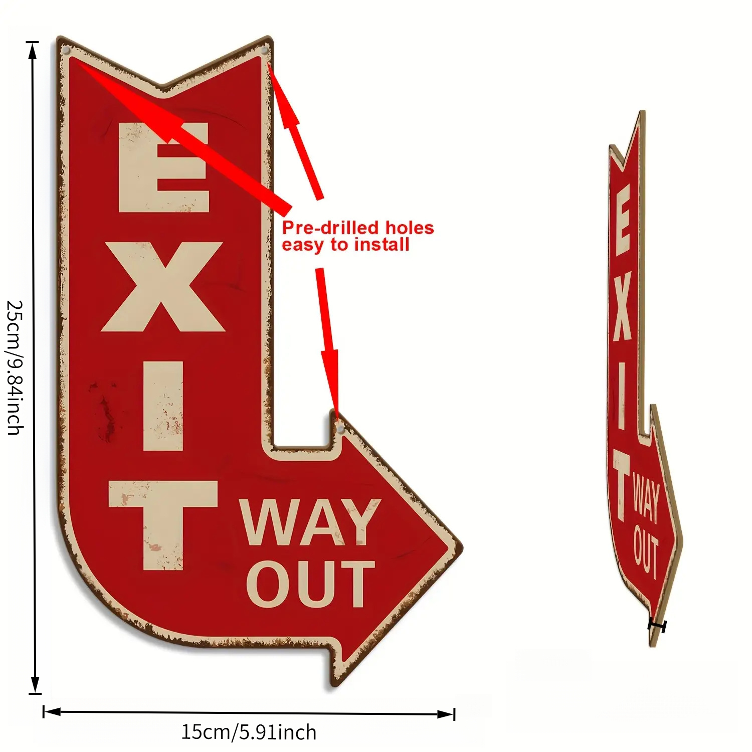 TEMU 2d Flat, 2d Flat Printed 2d Plane, 2d Flat Printing - Vintage Arrow Sign With And White Wooden Wall Decor, Featuring Left Or Right Directional