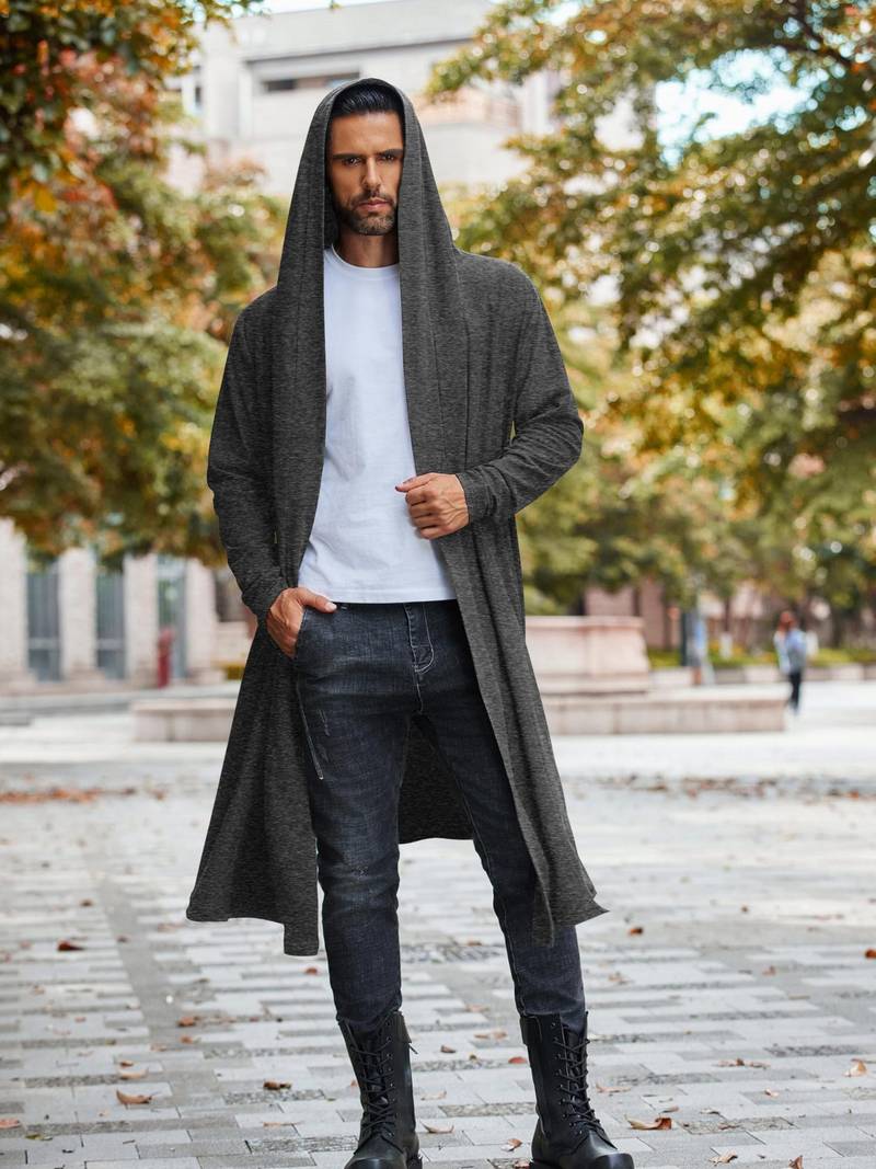 Mens Cardigan Full Length Hooded Cardigan Red Bridge Herren