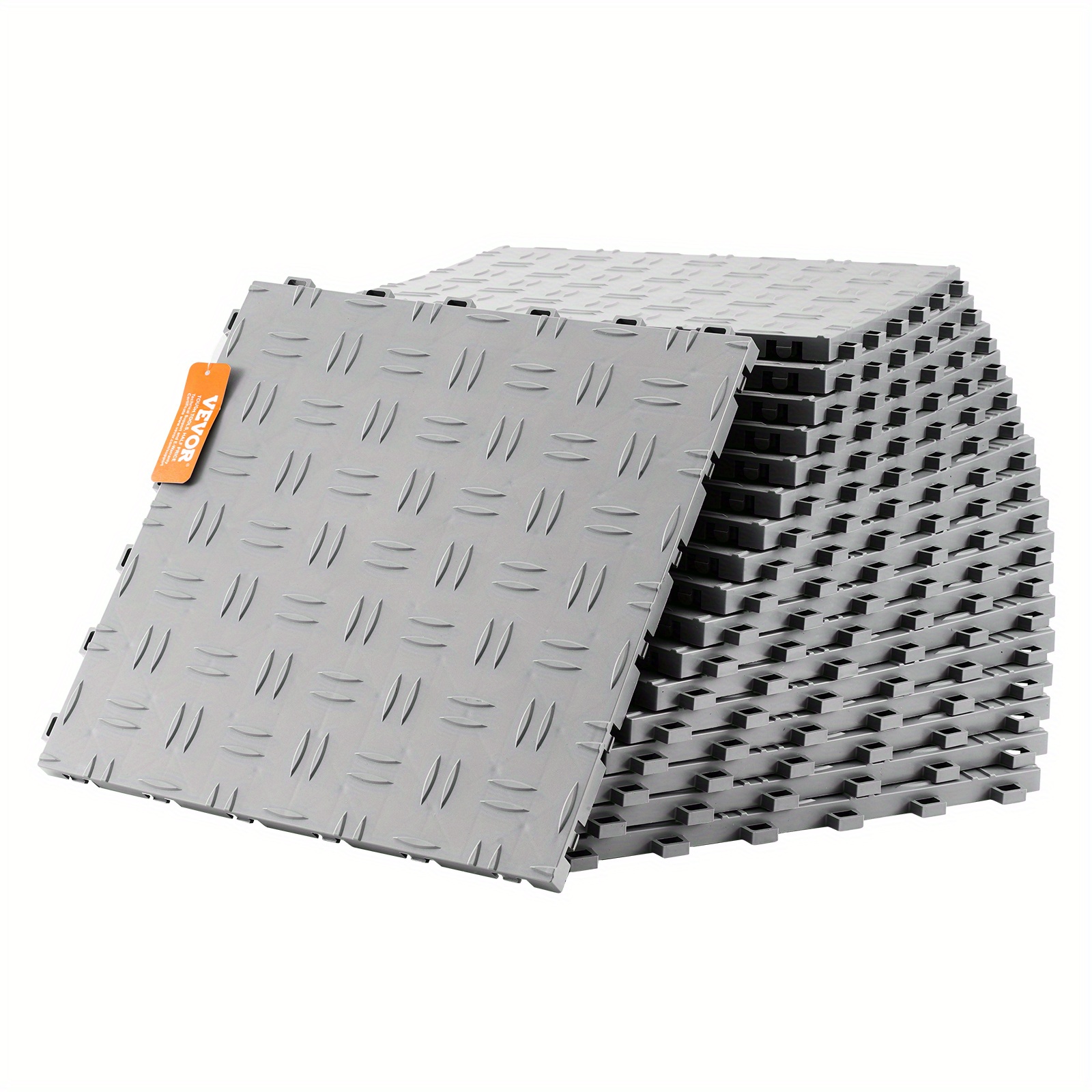 TEMU Garage Floor Mat Silvery Polypropylene 50 Chain Installation Double Tire Pattern Not Applicable 12inch*12inch No Electricity