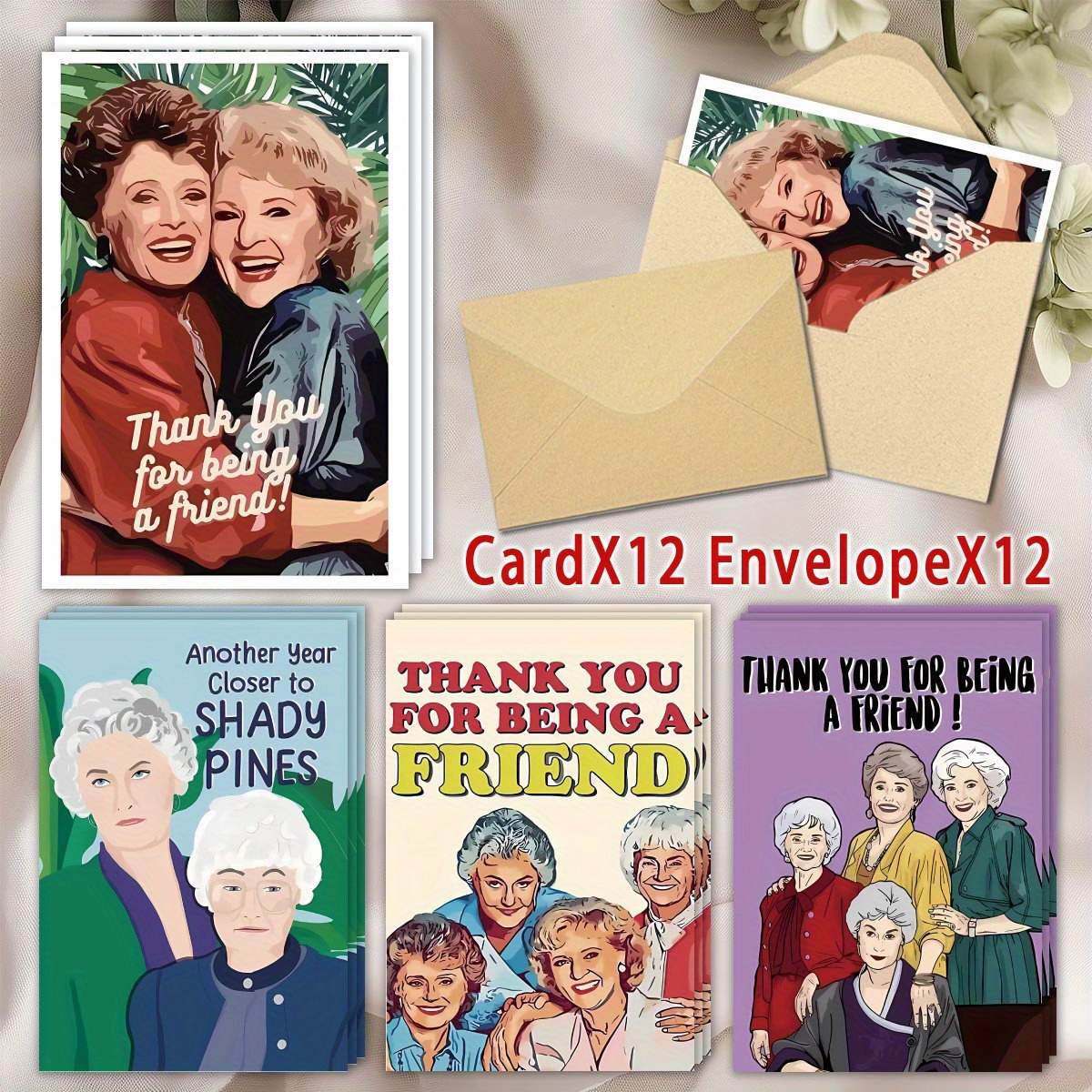 

24pcs Golden Girl Greeting Card Set With Envelopes - Elderly , New Year's , 4