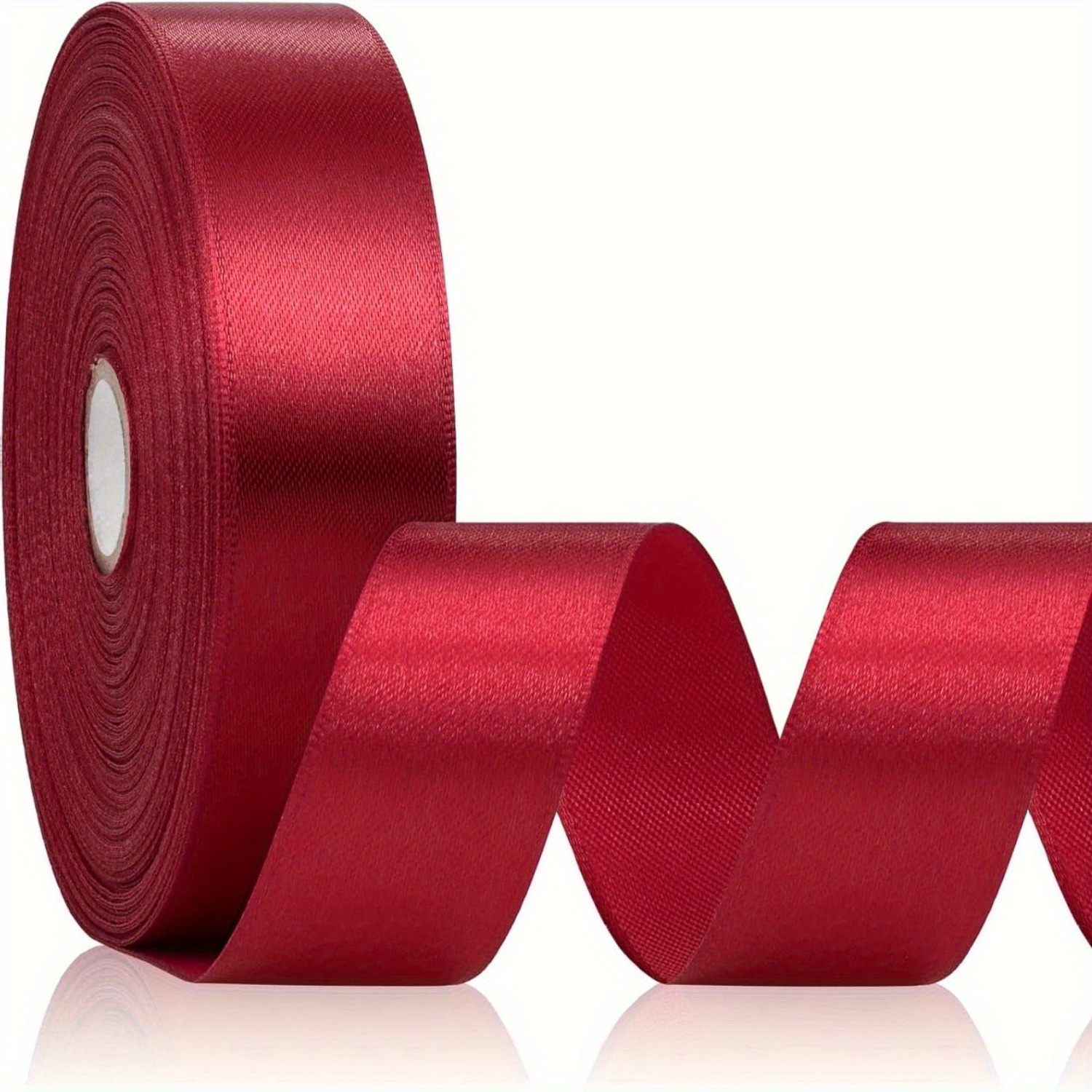 TEMU Luxurious Burgundy Satin Ribbon Roll - 21m 1-inch Wide For Creative Hair Ornaments, Artisan Crafting Supplies, Elegant Graduation Bouquets &