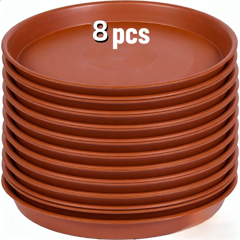 TEMU Lot de 8 soucoupes pour pots de fleurs de 16 cm, plateaux d'égouttage ronds en plastique épaissi pour plantes d'intérieur, à feuilles longues,
