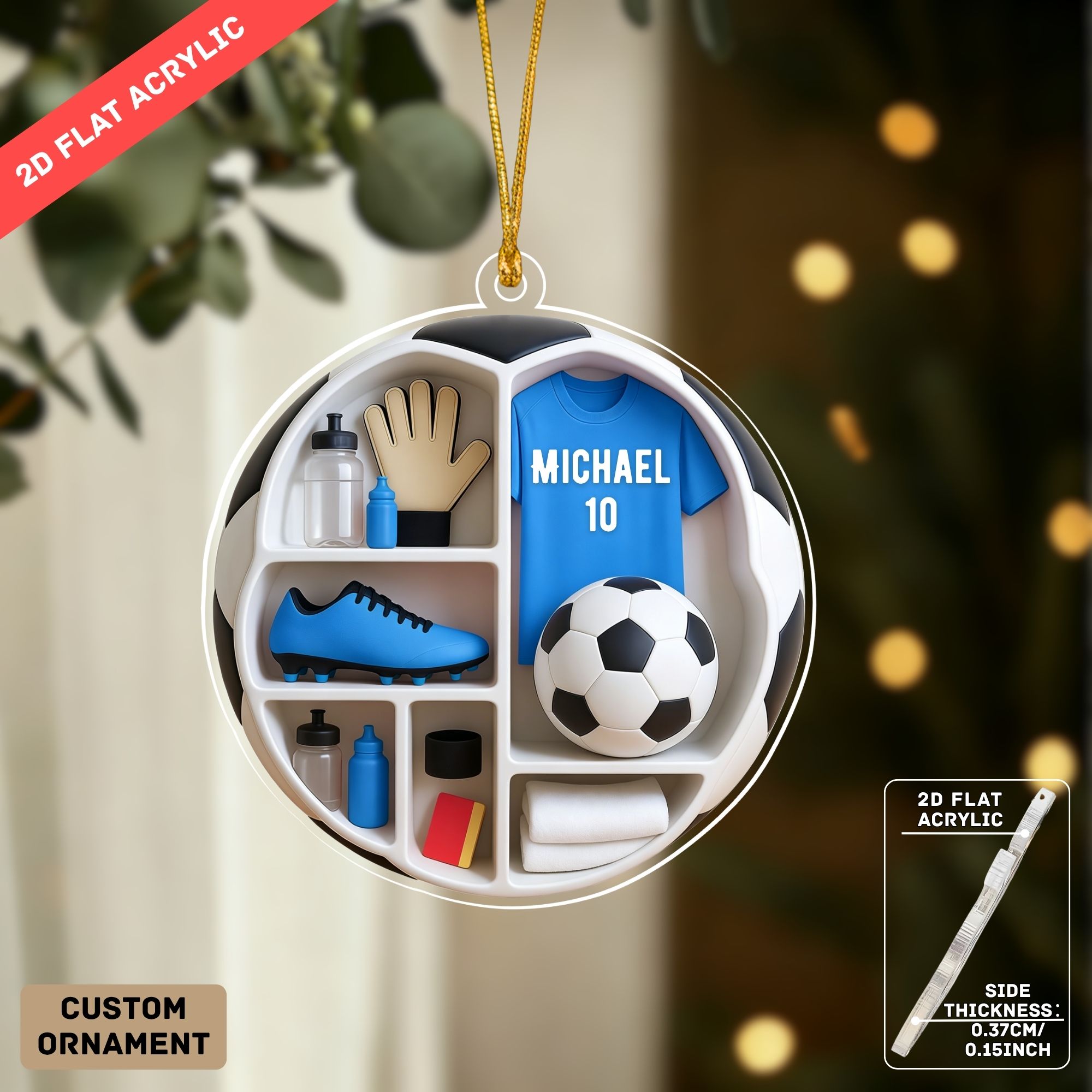 TEMU 2d Flat, Personalized Custom Name& Number Football Cubby Pattern Acrylic Ornament, Custom Football Player Name Ornaments, Car Ornaments, Gifts