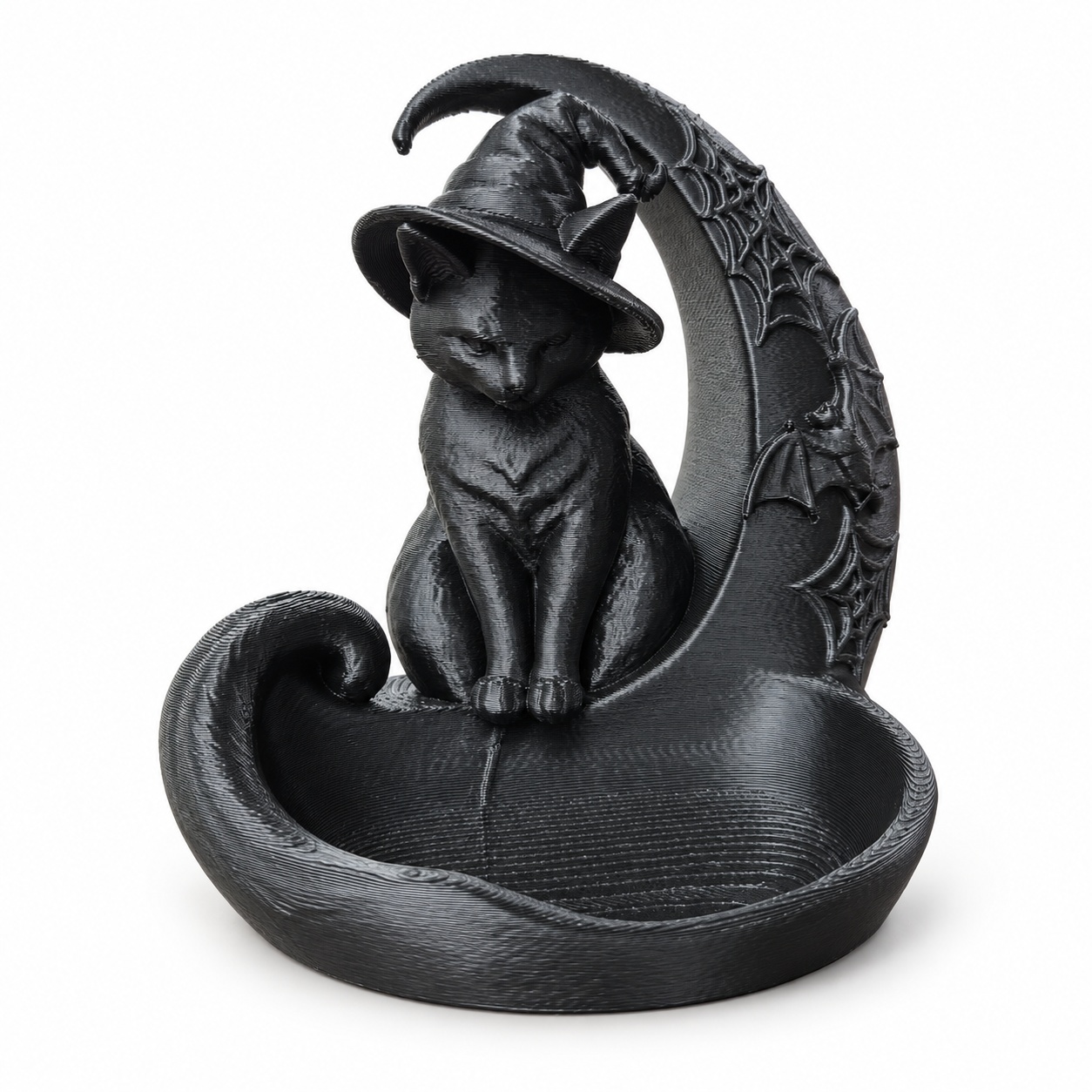TEMU Halloween Cat Jewelry Tray, Gothic Trinket Dish With Bat And Spiderweb Details, Ring And Earring Storage, Vanity Decor, Cat Lover Gift, Jewelry