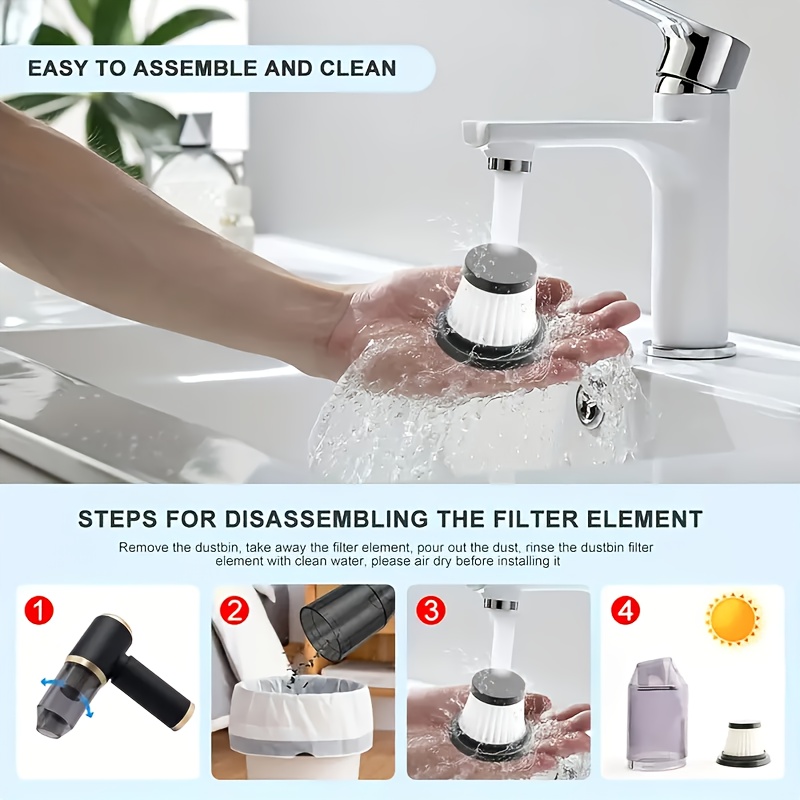 powerful cordless handheld vacuum cleaner with blow suction function usb rechargeable cordless mini vacuum suitable for home car office lightweight portable sweeper with filter dust cup blow sweep mode Product details 13