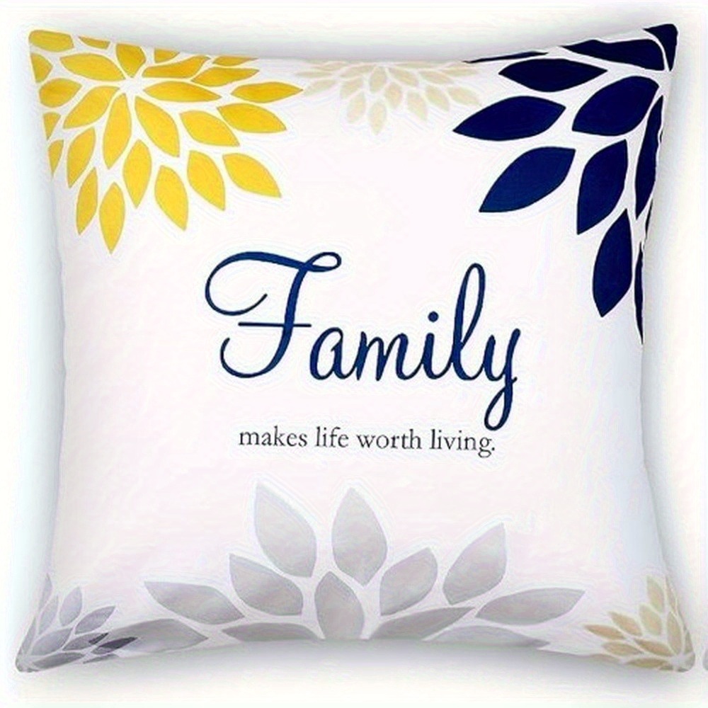 4pcs of yellow and navy blue floral   printed zipper pillowcase double sided polyester printed pattern zipper closure home decoration living room bedroom and sofa home decoration not included in the pillow Product details 0