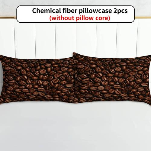 set med 2 örngott med kaffeböns-mönster, (fyllning ingår ej), för heminredning, fyllning till kuddar ingår ej, överdrag för sängar och soffor, sovrumsdesign, tillverkade av mjukt material, för heminredare