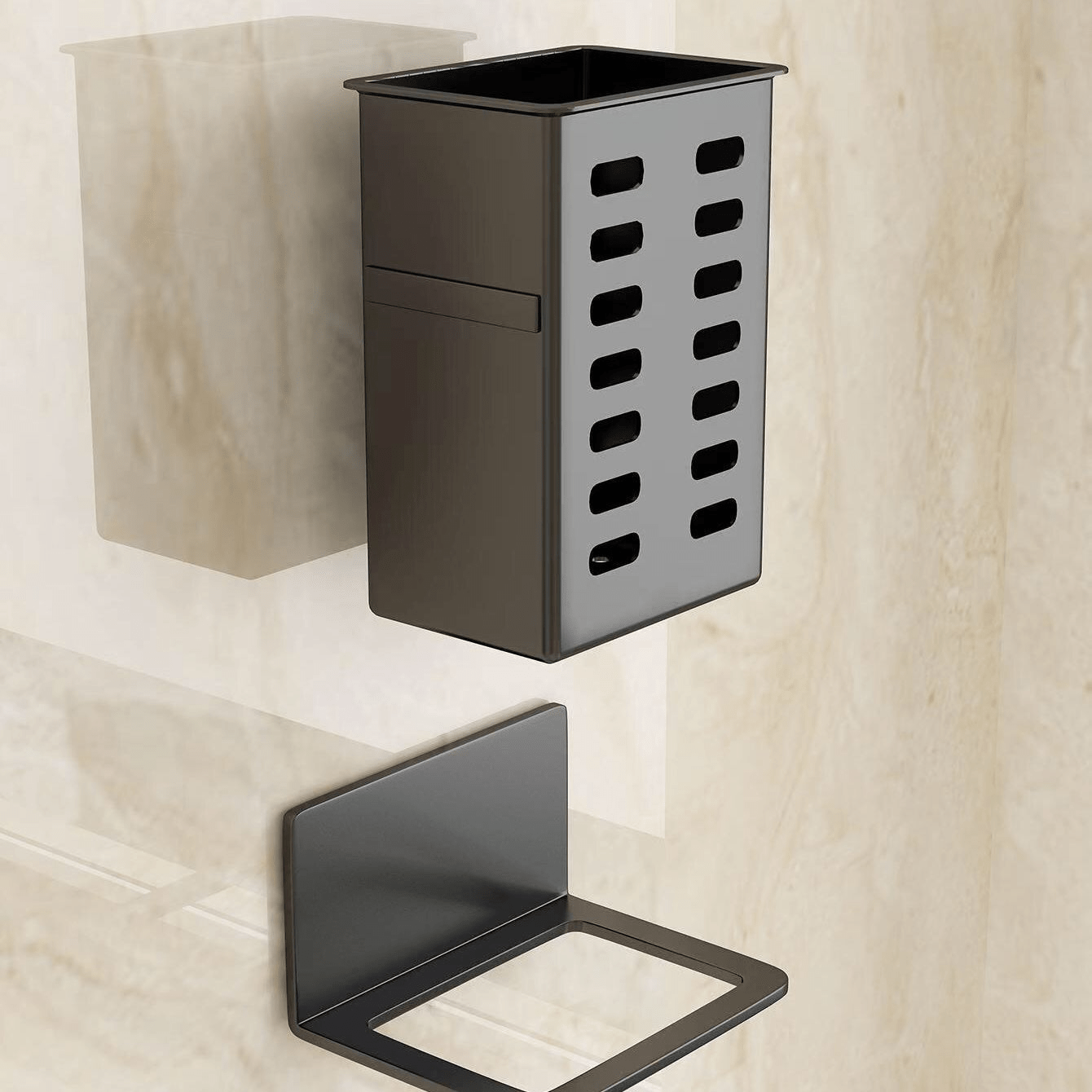TEMU Scaffale portaoggetti da bagno a parete senza foratura, 1 pezzo, , salvaspazio, organizzatore per piccoli oggetti e utensili, universale per WC,