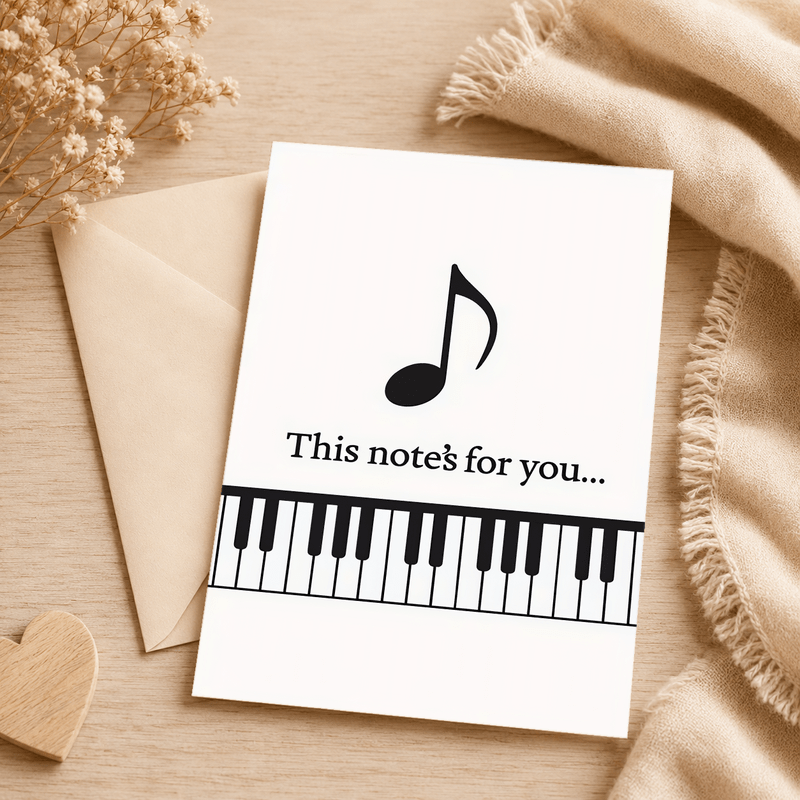 TEMU 1 Greeting Card + 1 Envelope. Minimalist Piano Note Card For Music Lovers Perfect For Birthdays, Anniversaries, Or . Ideal For , , Or Family Who