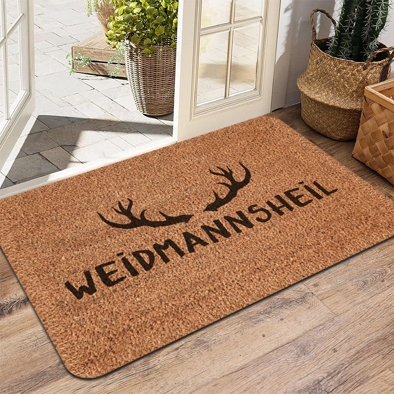Image of 1pc Large German "" Antler Print Mat - Non-slip Machine-washable Mat Suitable For Indoor/outdoor Use, /// Stag, Durable Entrance Mat For Hallway, Living Room, Patio