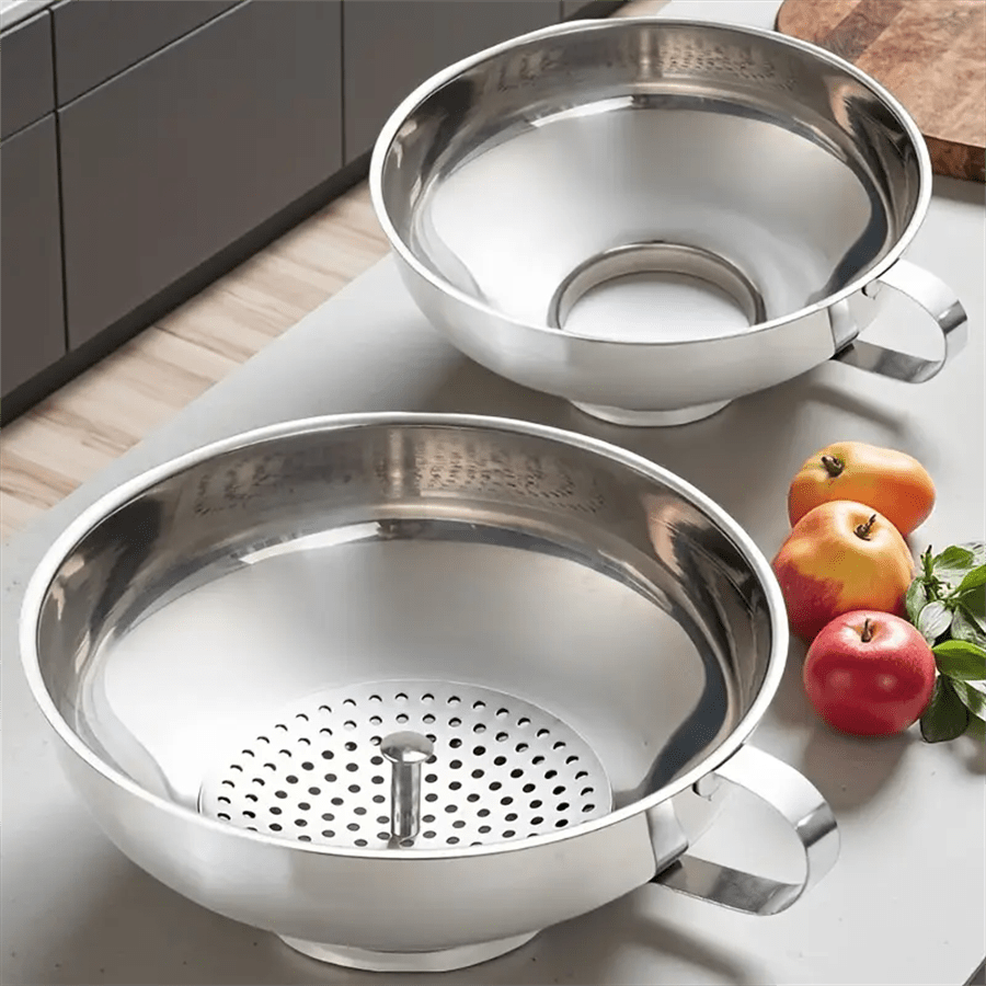 TEMU 3pcs Stainless Steel Canning Funnel Set With Strainer Filter, Wide Mouth Kitchen Funnels For Mason Jars, Food Grade Funnel For Jam, Oil, Powder,