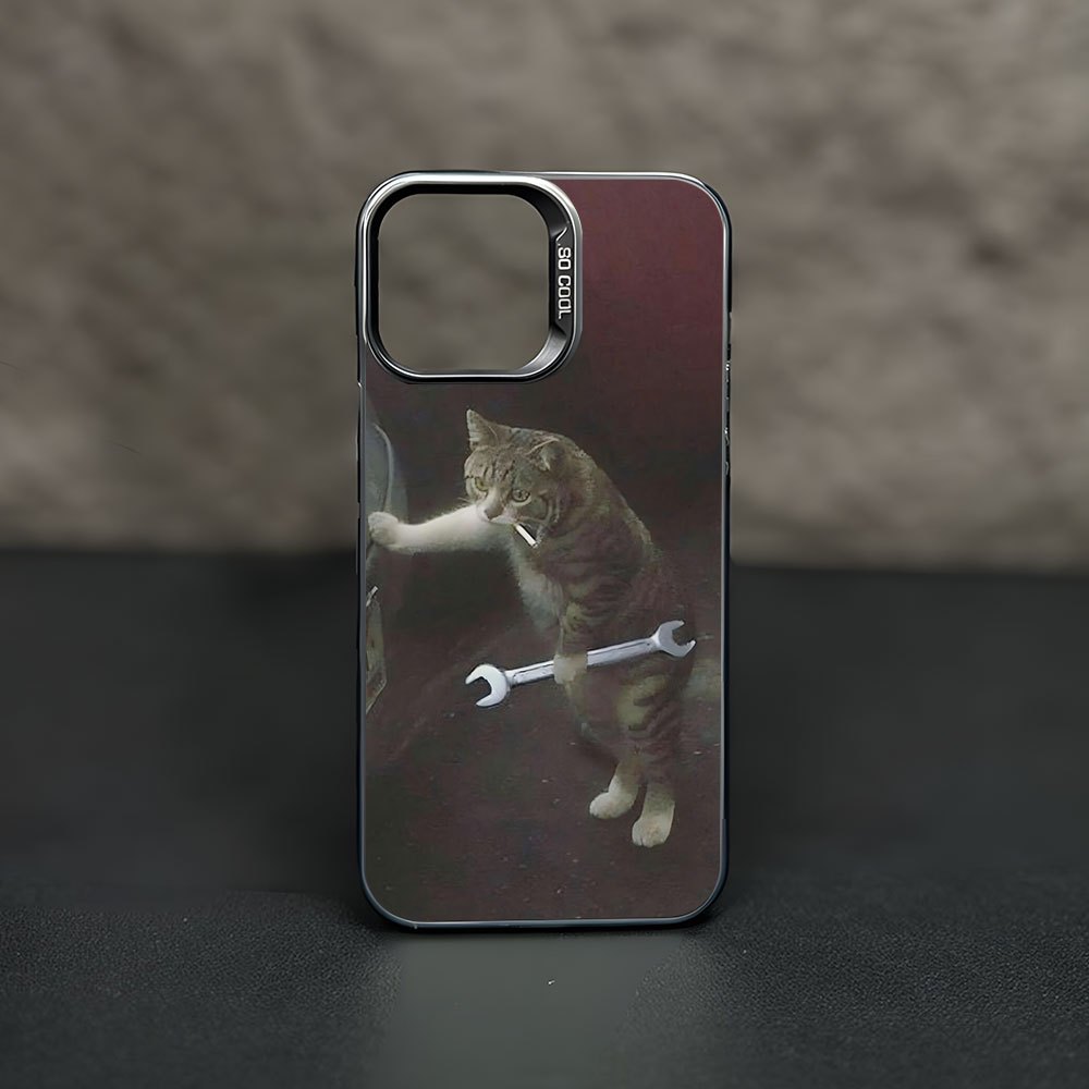 TEMU Phone Case: Fun Repair Cat Pattern Fashion , New Anti-slip Large Hole Anti-drop Phone Case, Unique And Stylish, For Men And Women On Holidays.