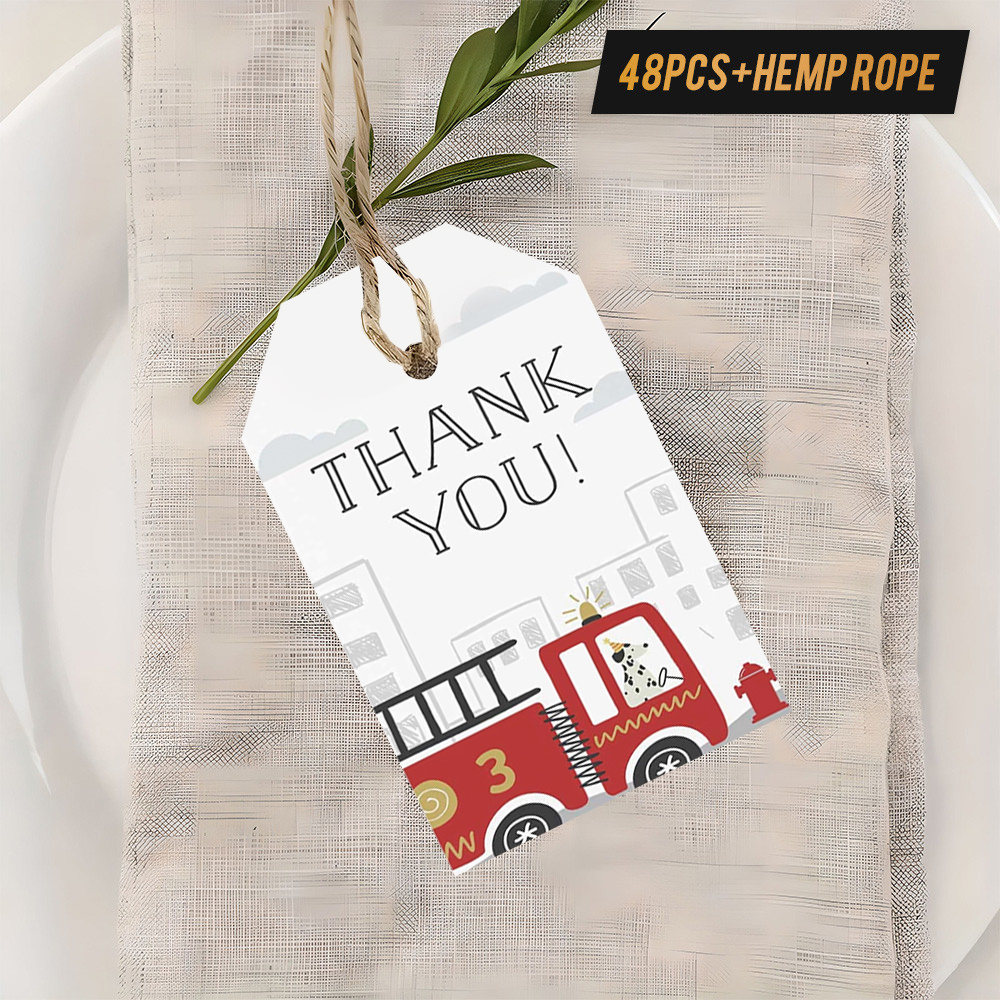 TEMU 48 Jute Rope Thank You Tags Featuring A Truck Design, Perfect For Fire-themed Events, Gifts For Fire Enthusiasts, Event Keepsakes, And More, To