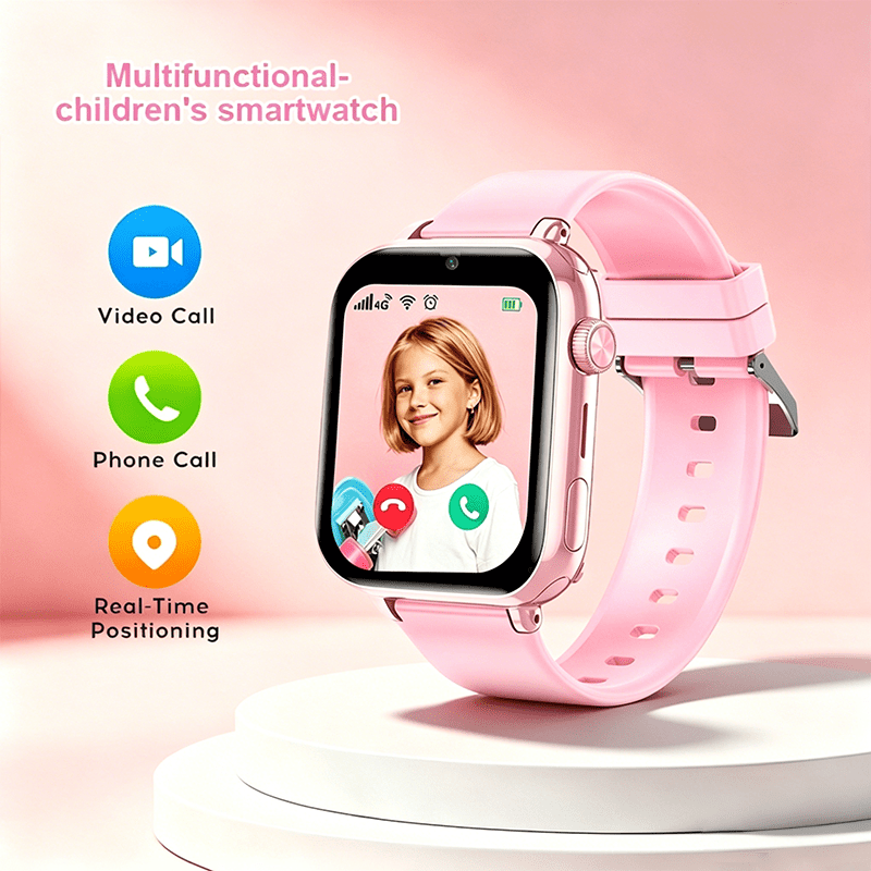 Kids Smartwatch, 4G Smartwatch met Telefoongesprek & GPS, Wifi Video Bellen Voice Messenger, SOS Alarm, Dagelijkse Activiteit Tracker, Wekker, School Lock Mode, Interactieve Games, Kerstcadeau voor Meisjes Jongens