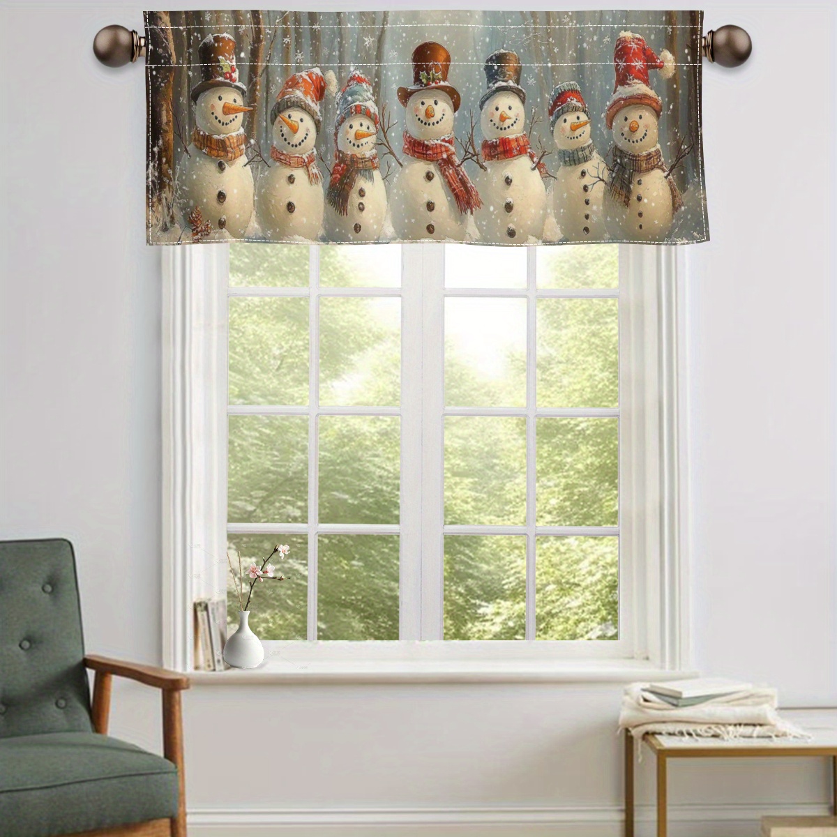 

Christmas Snowman Valance Curtain - Polyester Rod For , - - , Includes 1pc