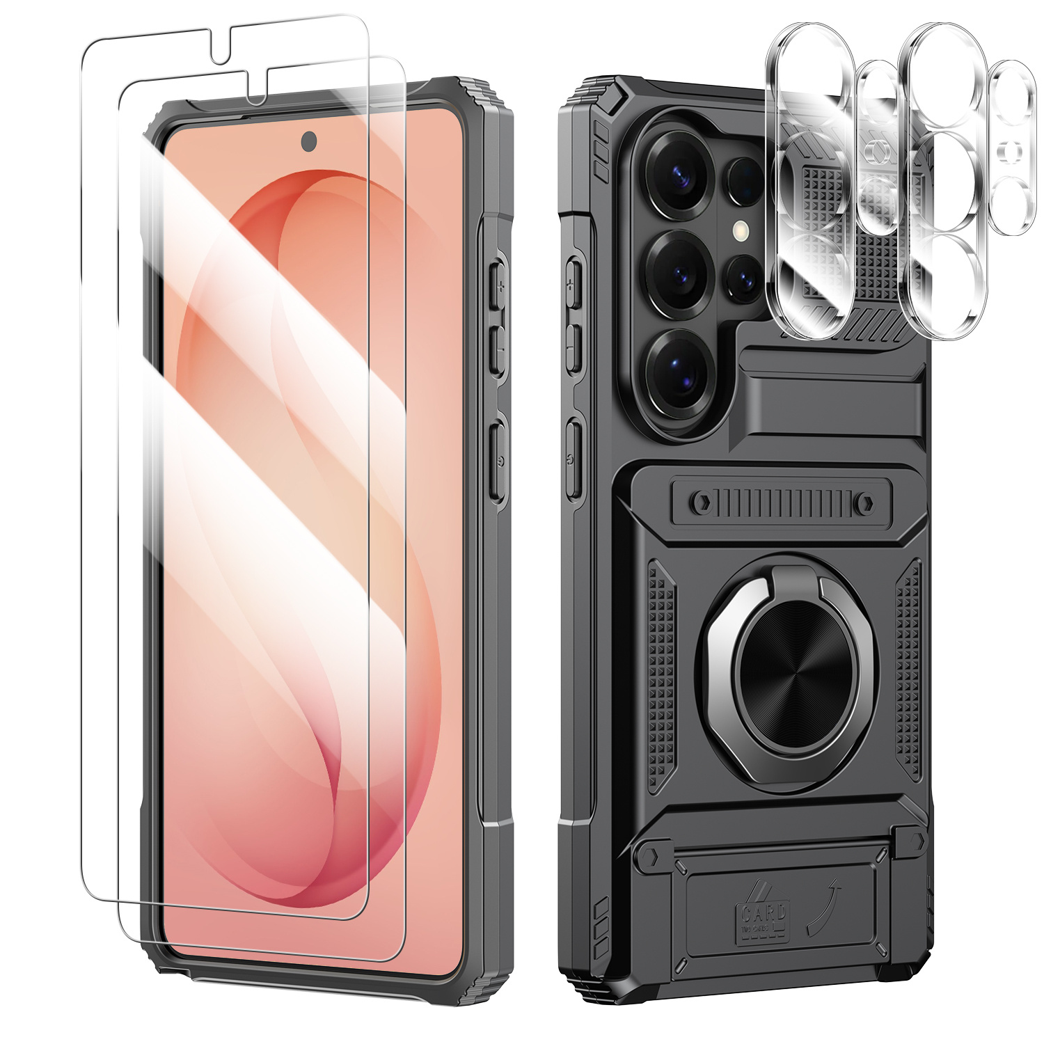 Phone Case - Phone Case- Phone Protection Case- 5pcs Set (1 Phone Case, 2 Screen Protectors, 2 Camera Lens Protectors): Suitable For Galaxy S26/s26 Shock-proof Armor Protection Case With Bracket Ring