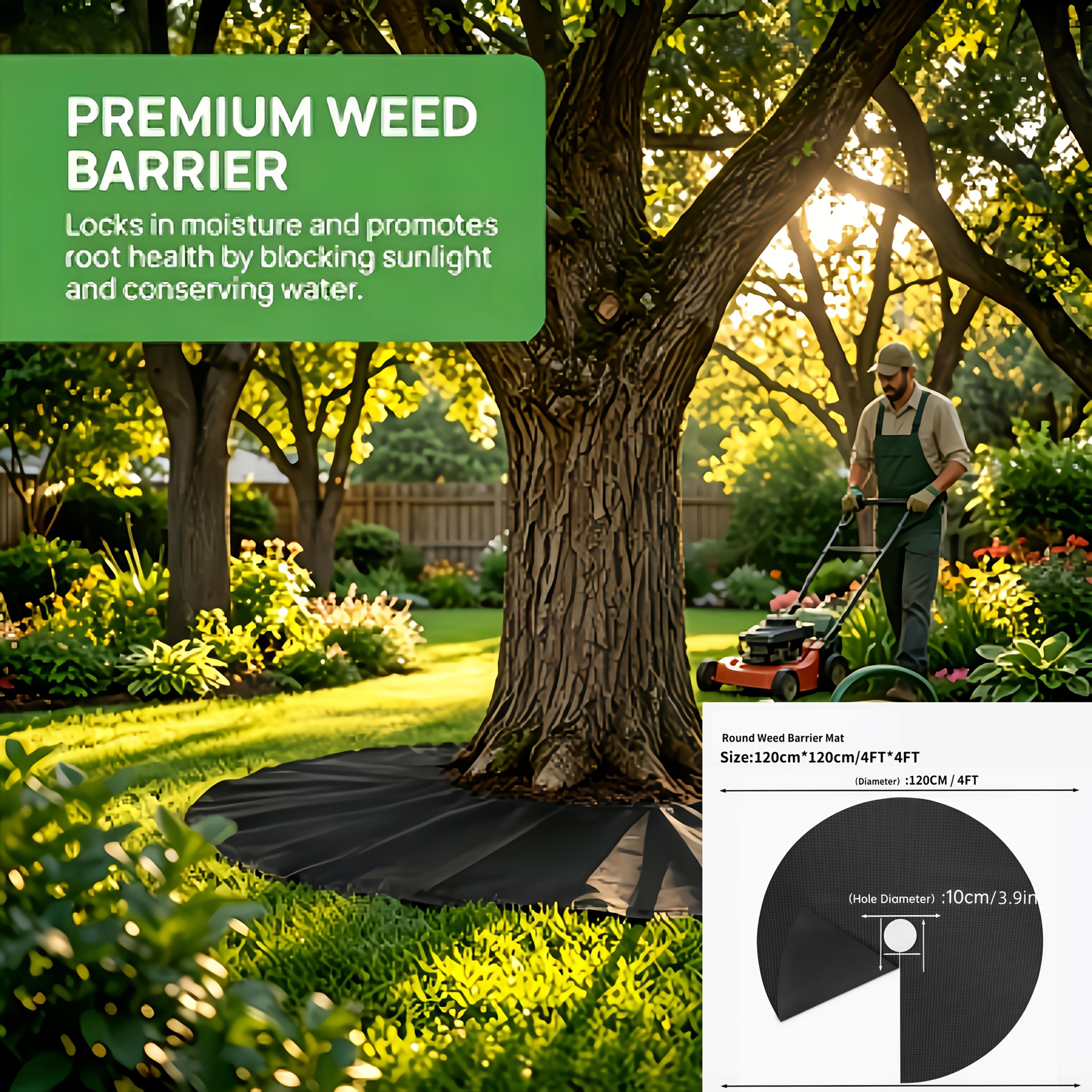TEMU 5pcs Weed Barrier Mats Breathable Non-woven Mulch Rings (39.37in/47.24in, Black) Suitable For Fruit Trees, Landscaping, And Planting Beds