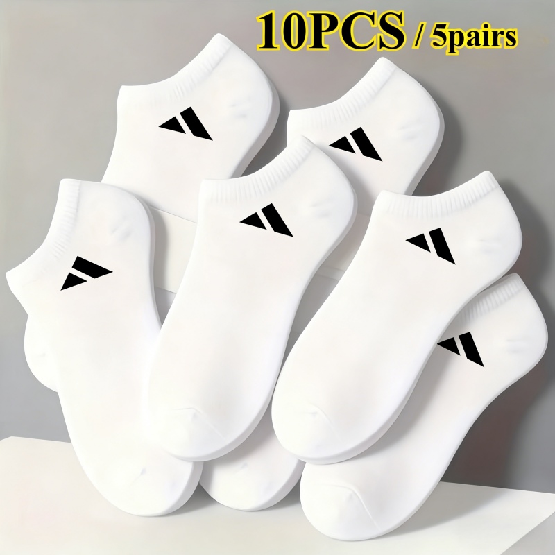 Image of 5 Pairs Unisex Breathable Sports Short Socks - Comfortable Fabric, Solid , Lightweight, Suitable For Casual Wear | Minimalist Style | Durable Material, , , All- Casual Socks, Cute