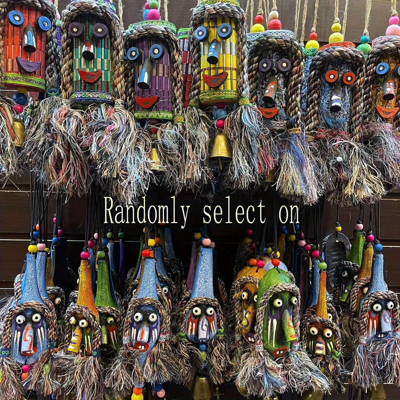 Image of Handcrafted Wooden Wind Chimes | Beads & Braided Tassels | No Battery Needed | Ideal For Home, Garden, Wedding & Holiday Decorations | Unique Outdoor Hanging Ornaments, Garden Decor, Random Color