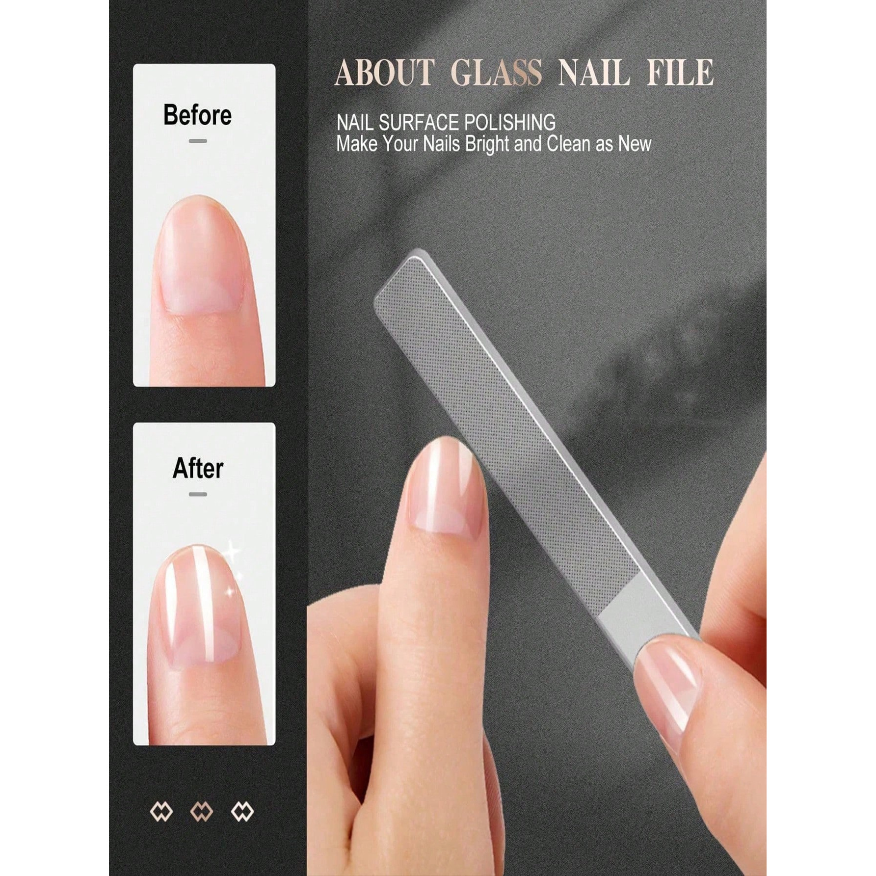 3pcs Professional Glass Nail Files for Manicure