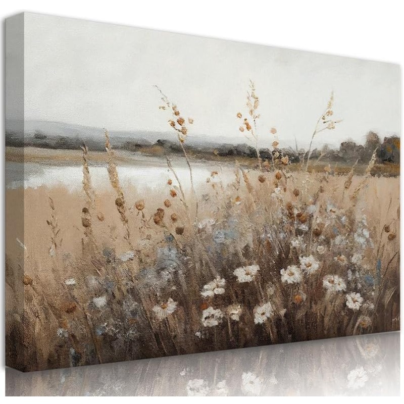 TEMU 2d Flat, 1pc Framed Vintage Country Landscape Oil Painting Wall Art - Wrap-around Frame Suitable For Farmhouse, Rural Scenes, Classical Prints