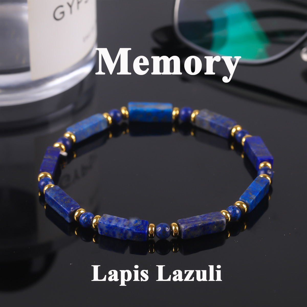 TEMU Bracciale a memoria con perline quadrate in stile vintage, a con e delicata , per indossato al polso in diverse misure, per regalare a