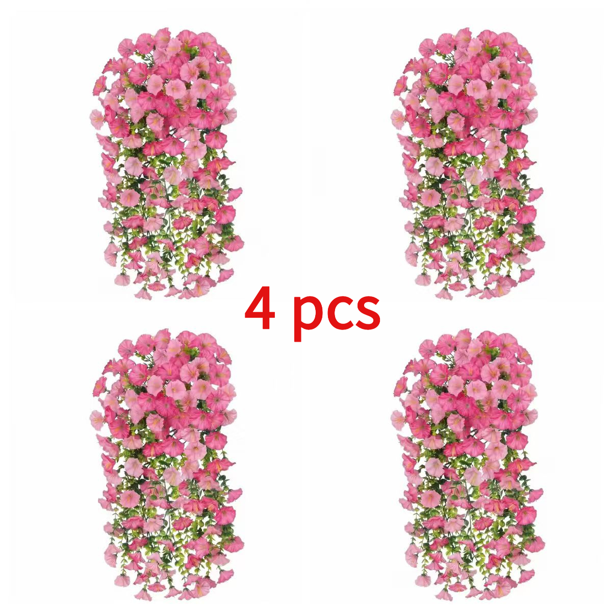 TEMU 4 Large Outdoor Pink Artificial Hanging Decorations| Vibrant Blooming With Eucalyptus Leaves| No Power Or Maintenance Required| Low Maintenance