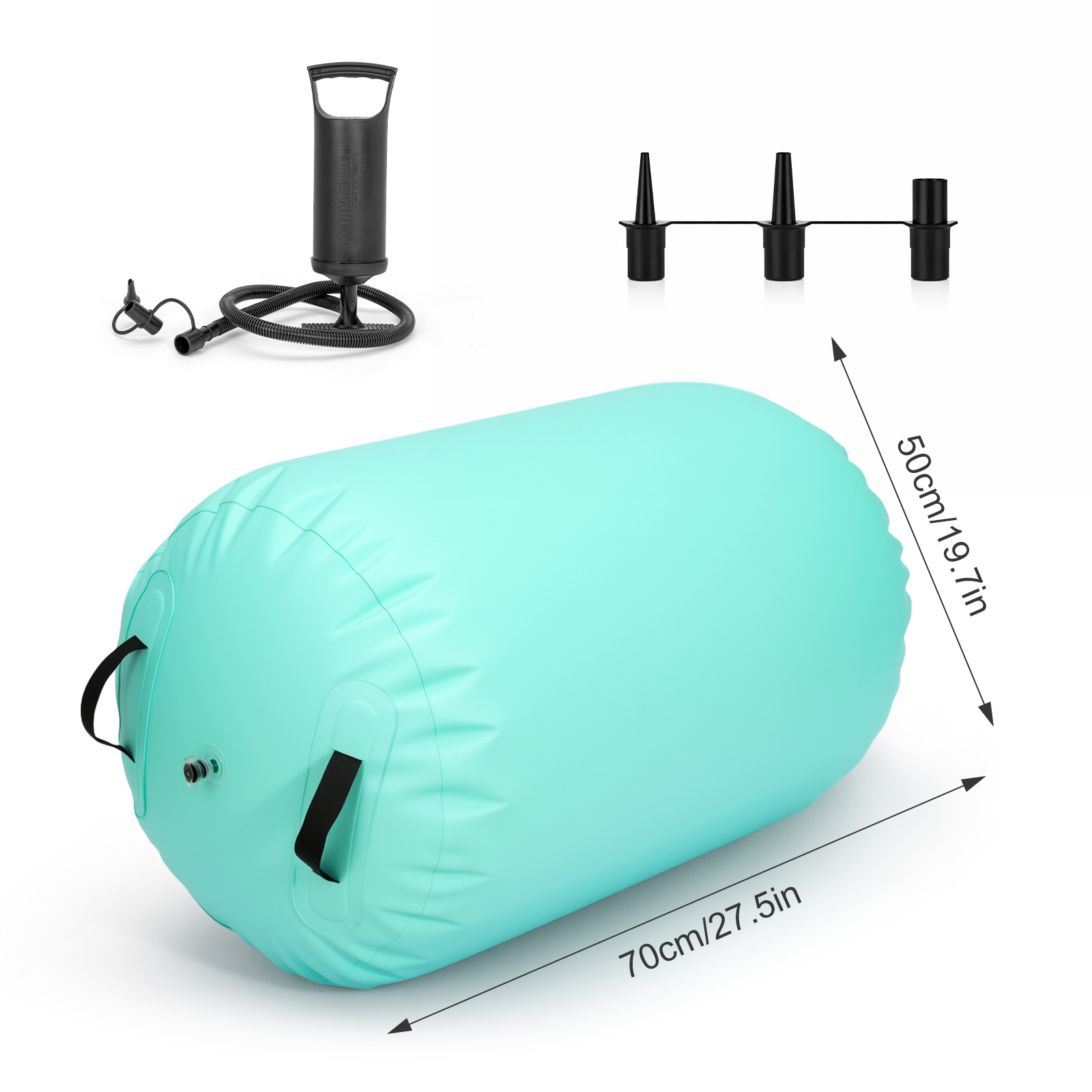 Image of 1pc Inflatable Fitness Cylinder & Air Tumbling With Air Pump Suitable For Gymnastics Training, Bounce Roll, Tumbling Aid For,, Outdoor - Portable Air- For Parties, For And