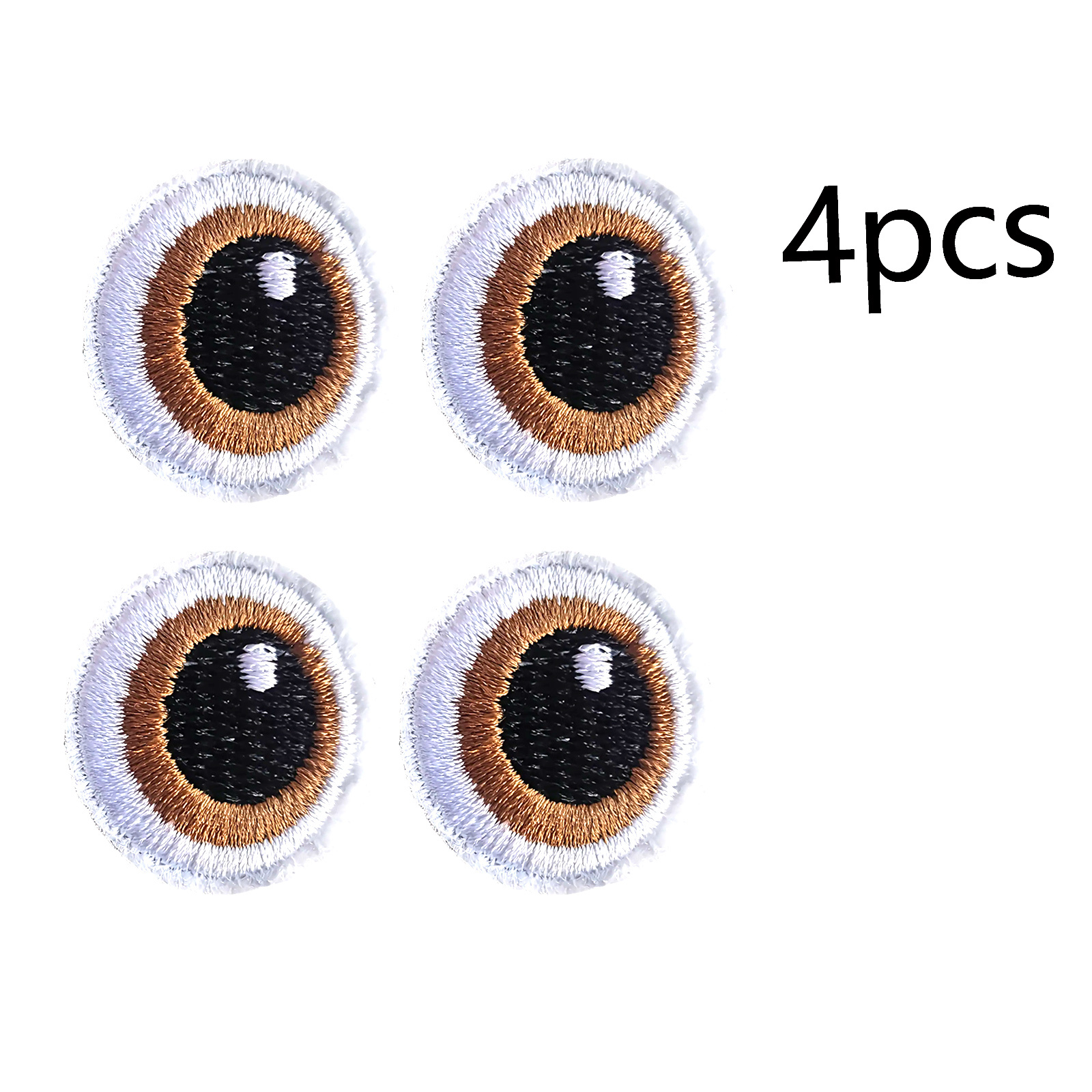 E-shop 8 Stk./4 Stk. Braune Stoffpuppenaugen Stickerei-Patches, Kleidungsaufnäher-Patches - Aufbügeln/Aufnähen Stoff-Patches, Materialien für die