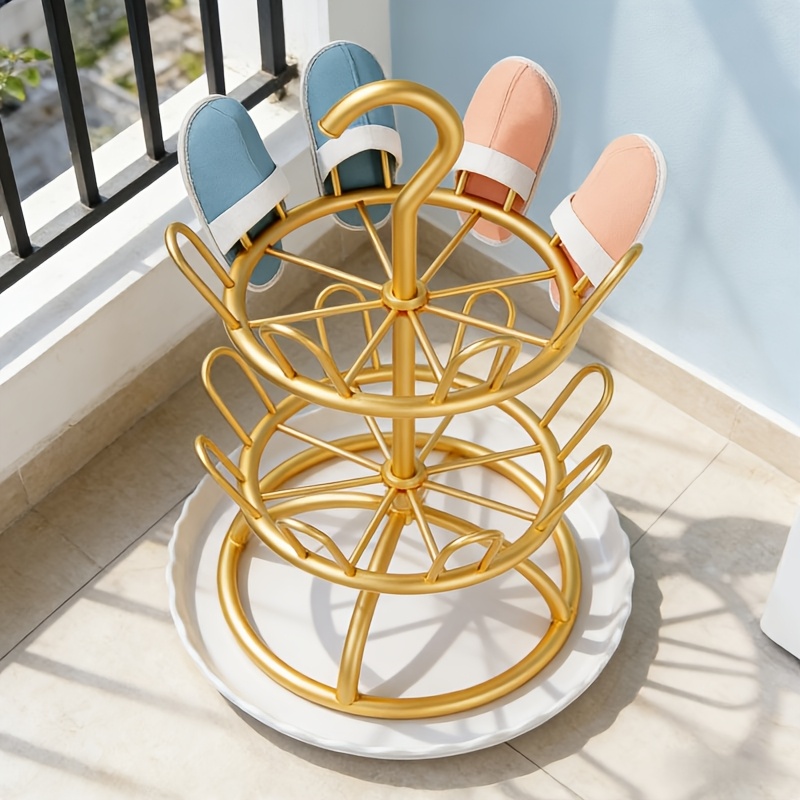 Shoe-Specific Rotating Drying Storage Rack, Featuring an Artistic Streamlined Wrought Iron Design That Is Elegant and Generous. Multi-tiered Storage Layout with Ample Capacity, Rotatable for Flexible Adjustment. Switch Freely Between Floor-standing