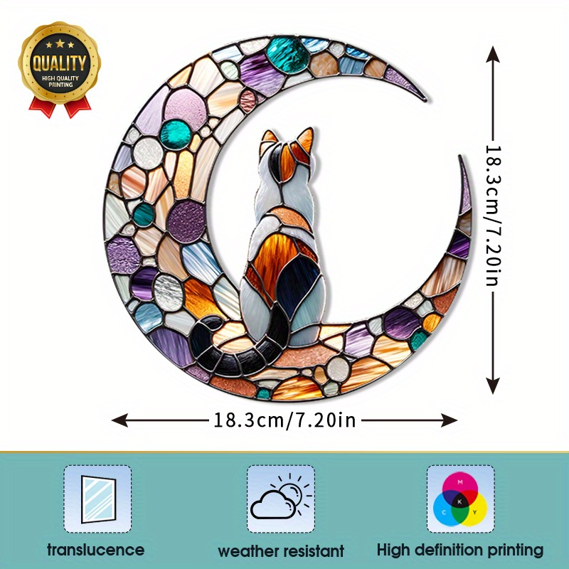 1pc, Cat Stained Glass Window Cling, Static Cling No Adhesive, Sun , Home & Garden Decor, Party Decoration, Rv Window & Skylight Accessory, Pet Material, For Interior & Exterior Use