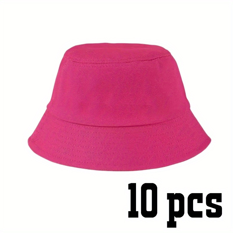 Customizable Unisex Folding Bucket Hats, 10pcs Set