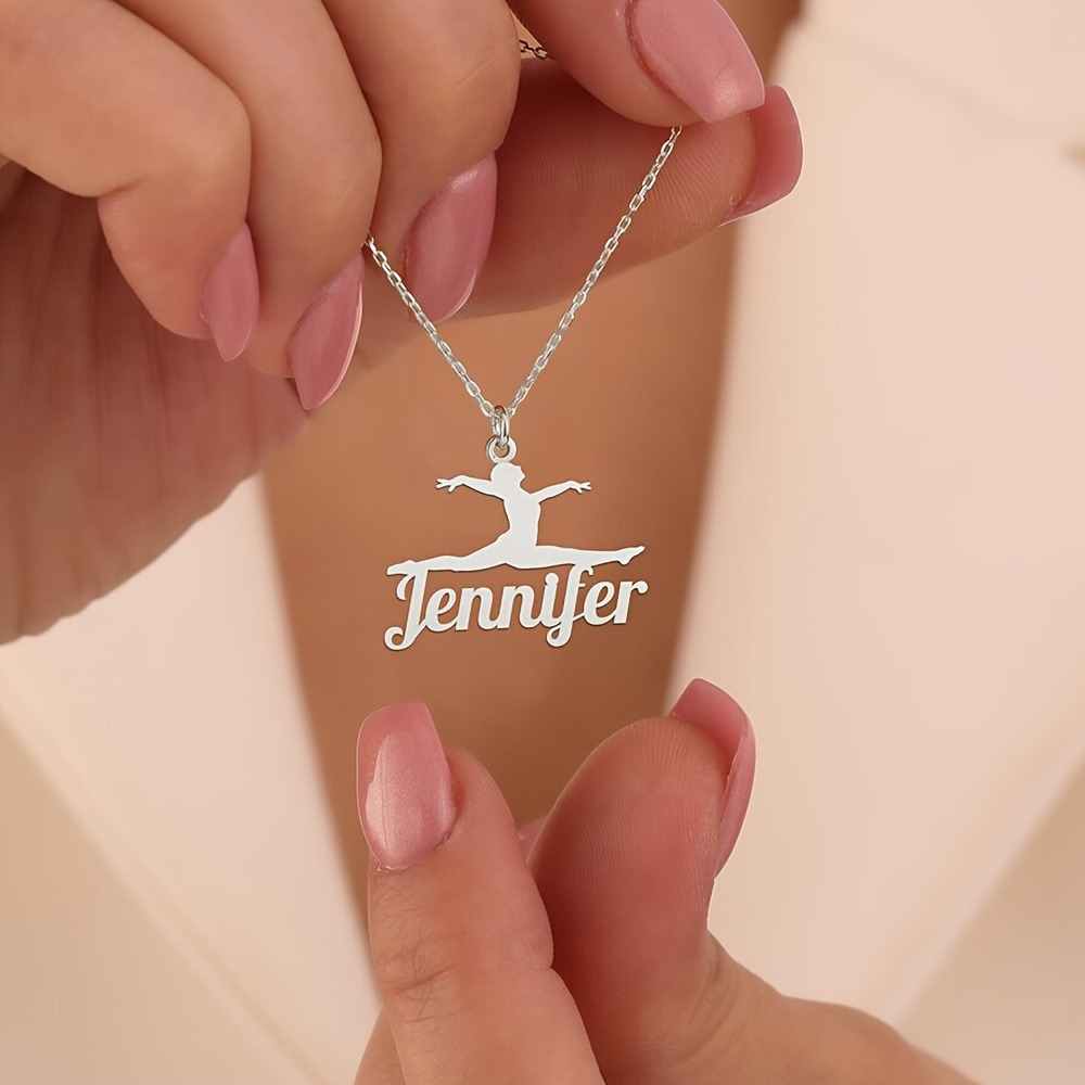 Women's Personalized Dancer Name Necklace — Stainless Steel Pendant