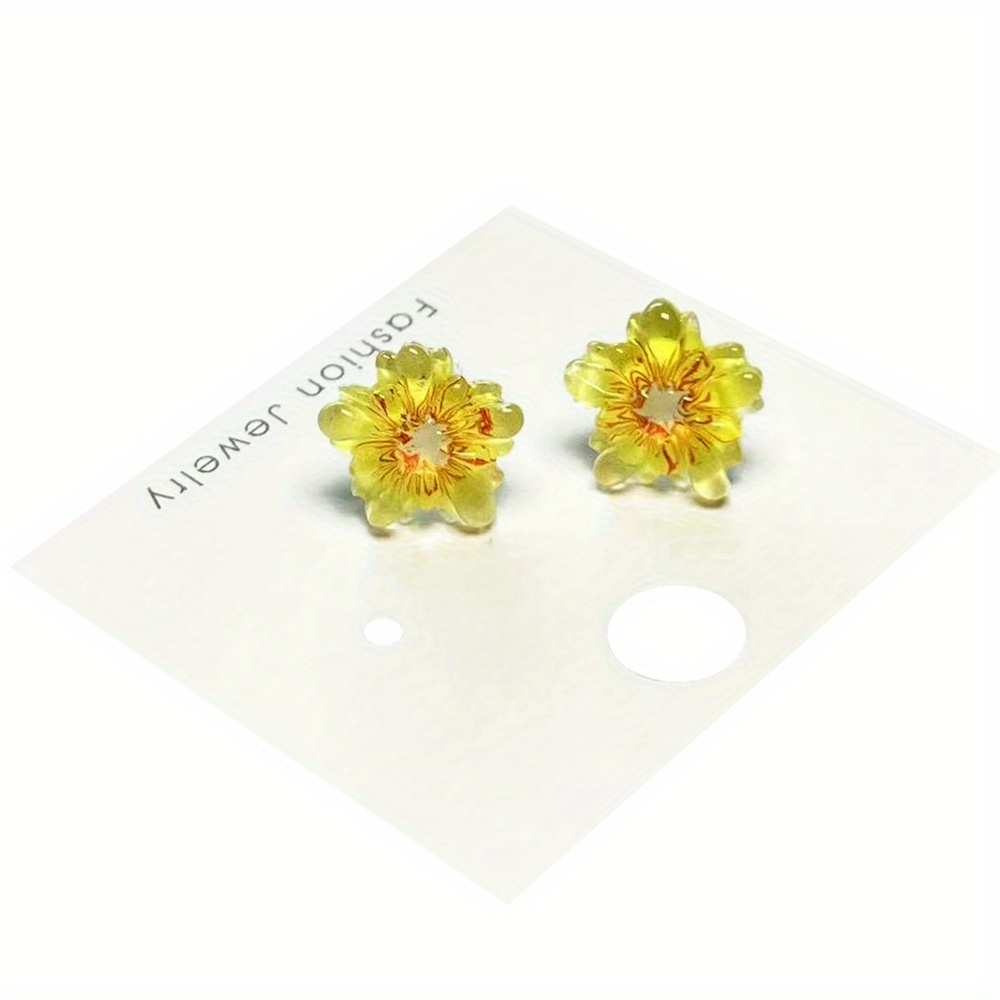 10pcs Vibrant Resin Flower Earrings Set
