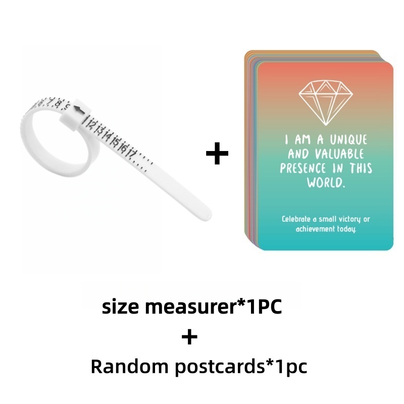 1 Ring Sizer + 1 Random Style Postcard, Reusable Finger Sizing Ruler, Jewelry Sizing Tool For Sizes 1-17