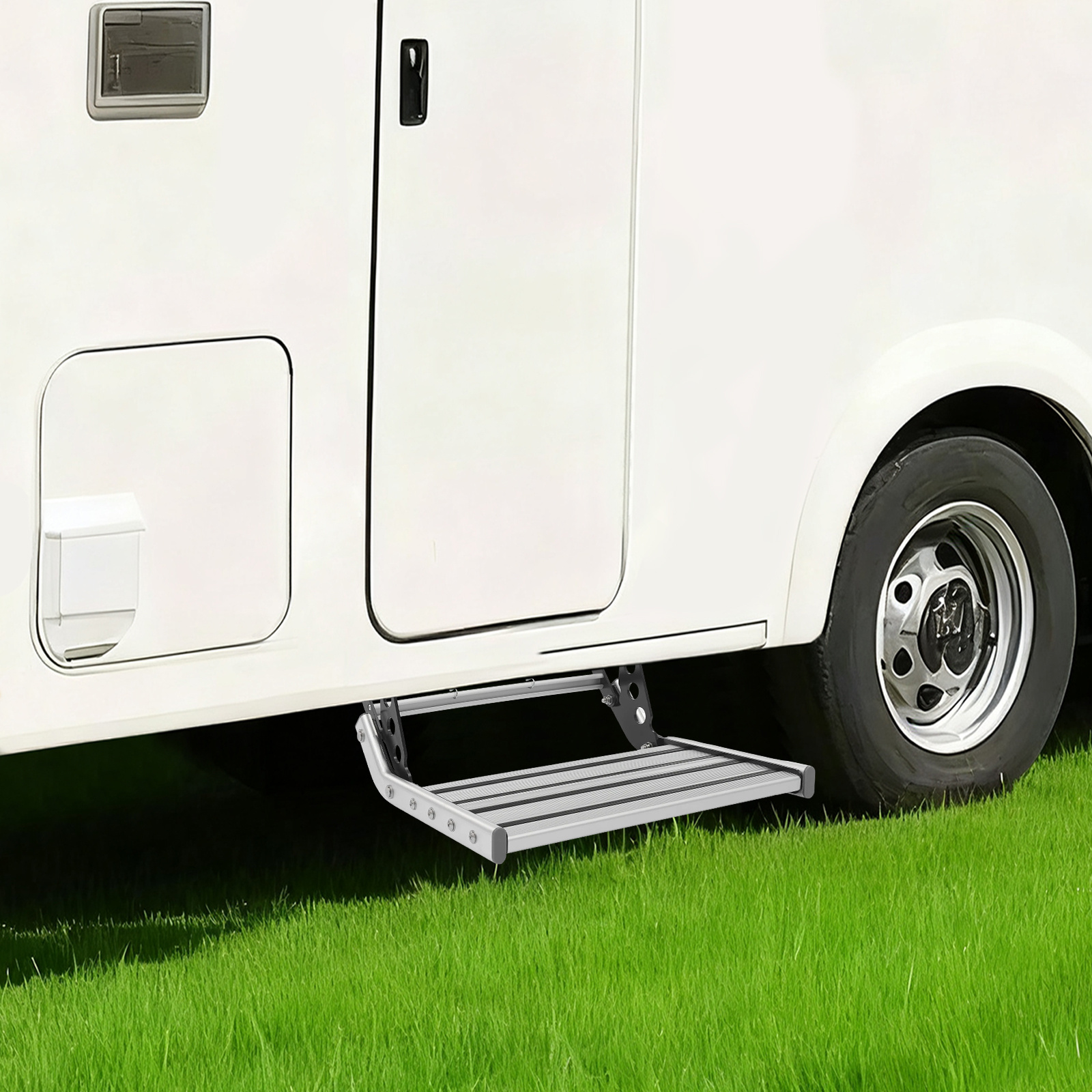 TEMU Rv Exterior Ladder For Travel Trailer And Compatible Vehicles Durable Lightweight Aluminum Foldable Design Outdoor