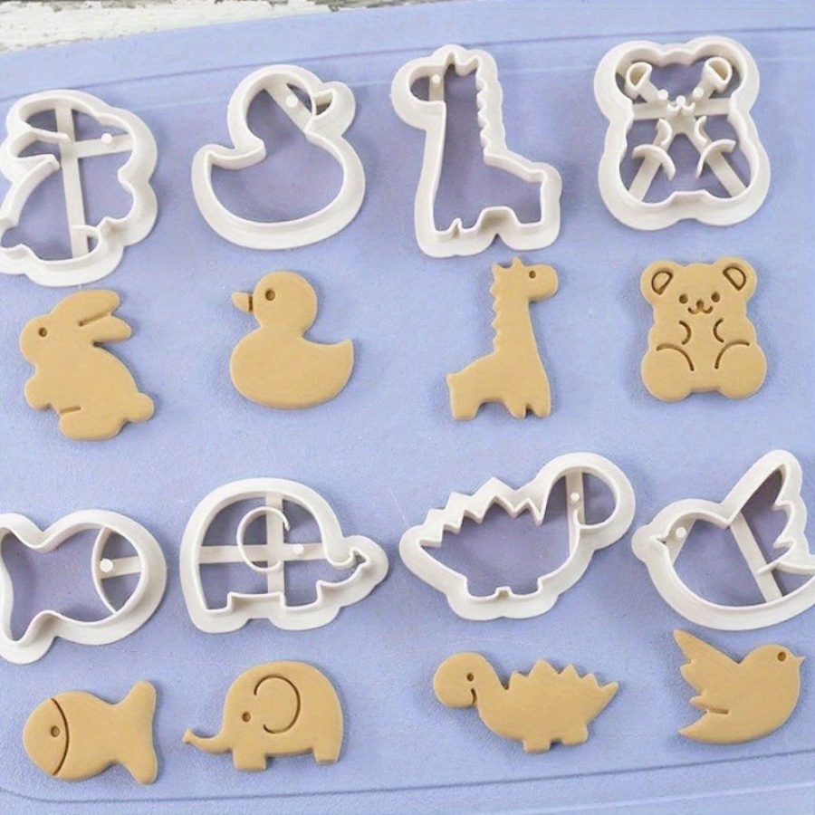 8pcs Multiple Animal Biscuit Cutter - Cute Elephant/duck/rabbit Shape, Food Grade, , Perfect For Baking Biscuits, Cakes And Diy Snacks! Cake Decorating Tools, Baking Cookie Cutting Molds