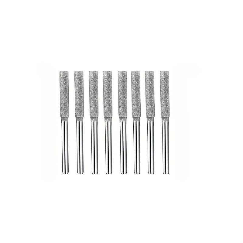 8pcs Diamond Chainsaw Sharpener Set, Coated Grinding Head, Used For Chainsaws, Artificial Jade, Glass, Metal Rotary Tool Grinding Stone File- No Charging