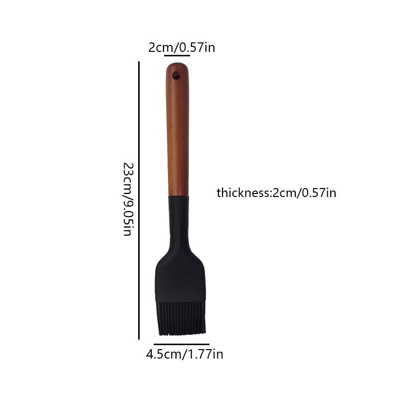 Heat-Resistant Silicone Baking & Grilling Brush with Wood Handle & Hang Hole - Non-Stick Pastry Brush Suitable for Butter, Oil, Sauces - Ideal for Pancakes, Waffles, Cakes, BBQ,, Grill - Cooking Brush (Heatproof)