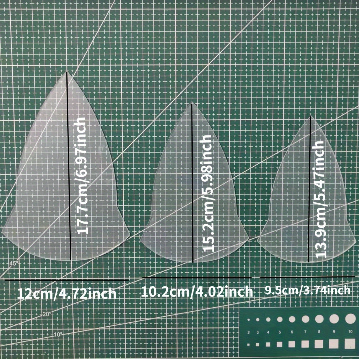 TEMU 3pcs Reusable Acrylic Petal Hat Template Set - Transparent Cutting Ruler, Precise Cutting Guide, Suitable For Sun Hats, Quilting And Sewing,