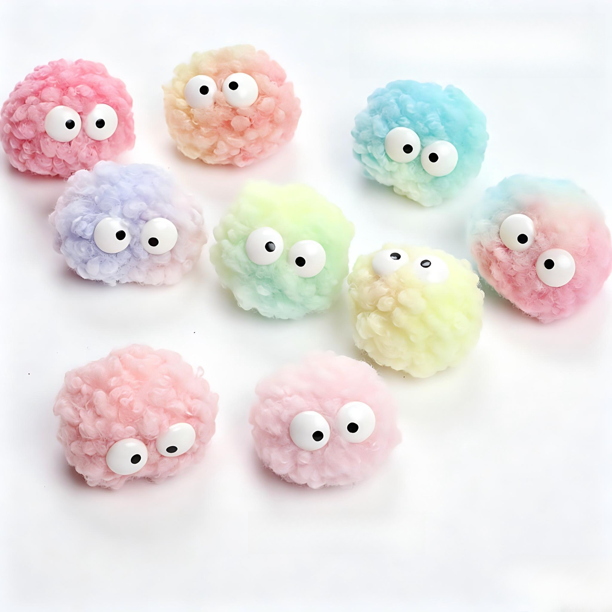 3pcs Cat Hairball-shaped Toys, Cute Big Eyes - (random Color), Cat Interactive Toys, Suitable For Indoor Cats, Boredom And Anxiety, Without Battery