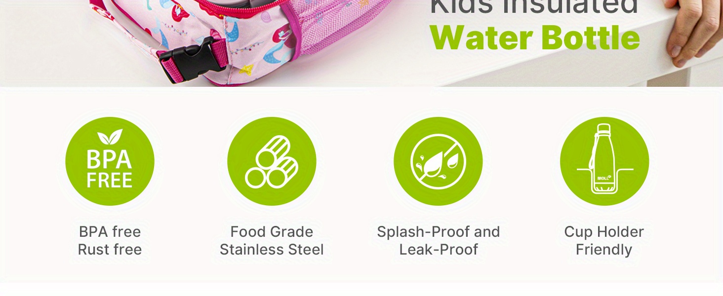 Bouteille d'eau en acier inoxydable étanche MOLLCITY avec couvercle isolé et poignée - Bouteille de voyage ovale en acier inoxydable 304 pour boissons chaudes et froides, compatible avec lave-vaisselle, aucune pile nécessaire, équipement de hydratation en plein air, design élégant, design étanche