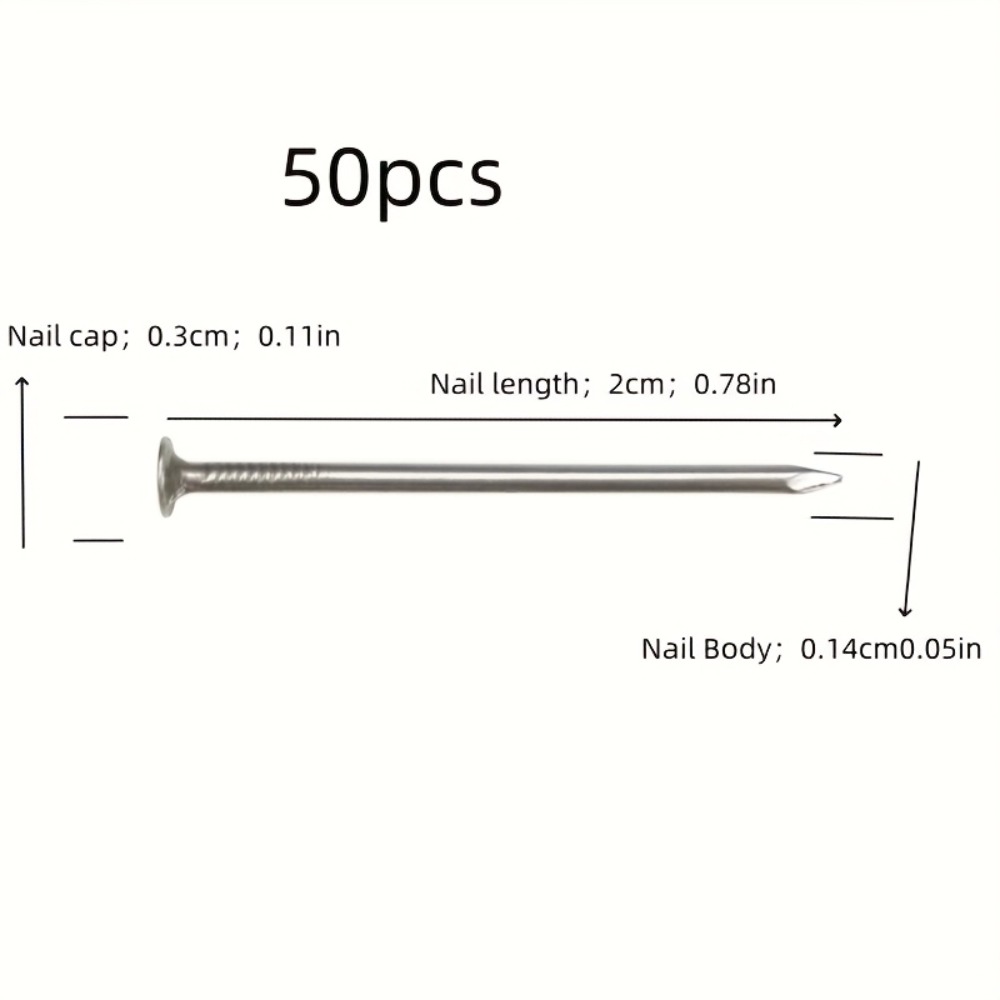 TEMU 50pcs Round Headed Metal Nails, 2cm Galvanized, Woodworking Heavy-duty Fasteners, Photo Frame Installation, Wooden Box Hardware With Storage Box