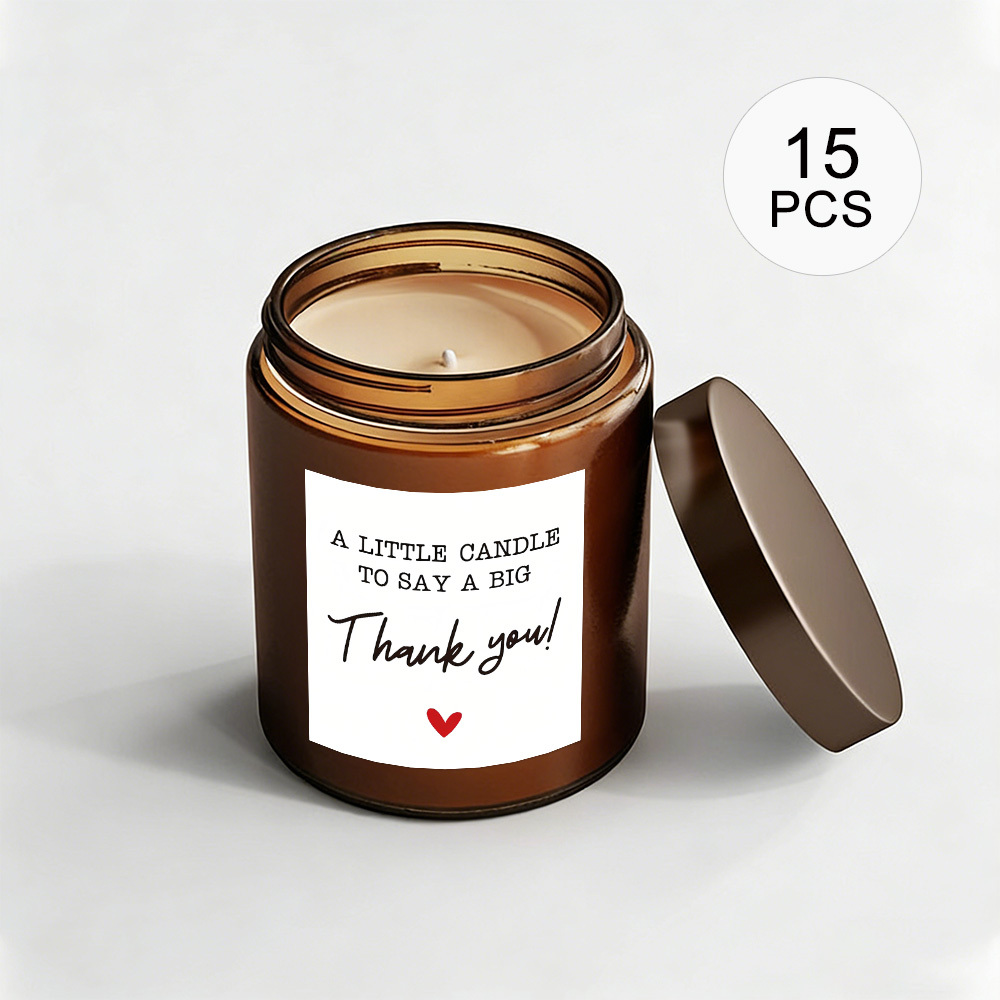 TEMU 15pcs Thank Stickers, With Mixed Fonts And Red Heart Accent, Suitable For Gift Tags, Appreciation Gifts, Event Favors, Etc., Conveying Gratitude