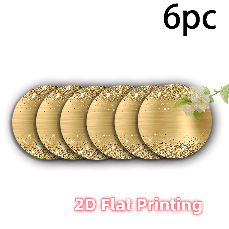 TEMU 2d Flat 4pcs 6pcs 8pcs Round Placemats - Festive Background Pattern Christmas Theme - Flat Printing Polyester Fiber - 15x15in, Non-slip Heat