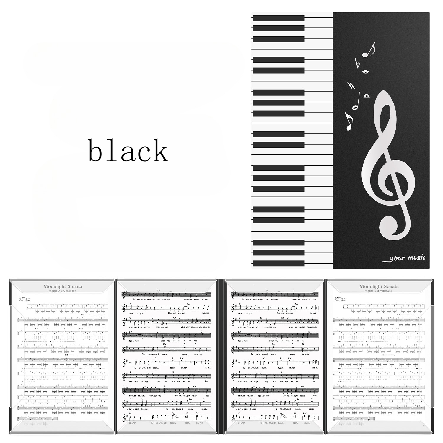 TEMU 1pc A4 Size 6-page Continuous Music Score Holder, Performance File Folder, Colorful, Highly Suitable For Painting Works Display, Music Score