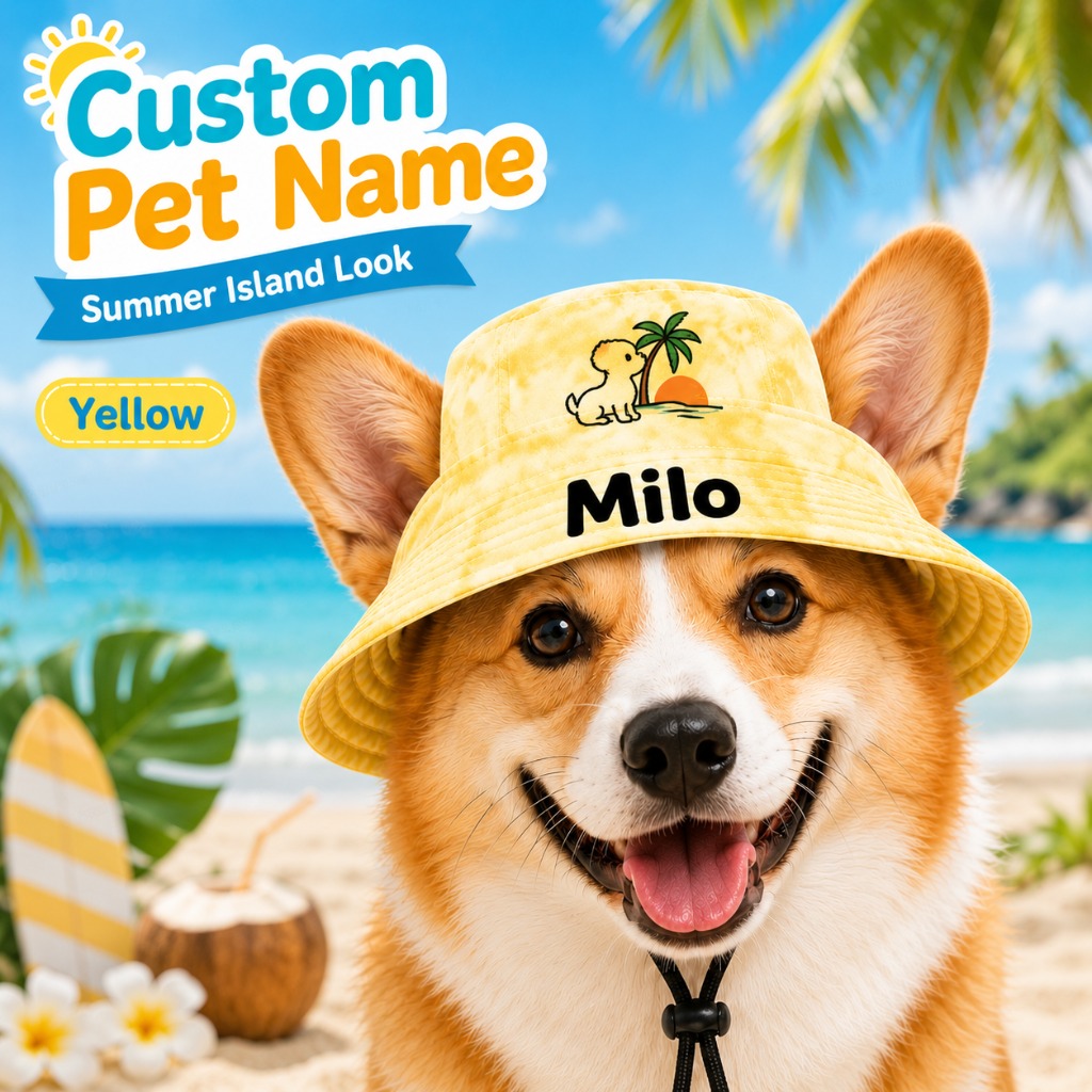 Customizable Pet Name Dog Sun Hat for Small to Medium Dogs