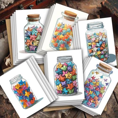 12pcs 24pcs 48pcs valentines day bottles stars colorful greeting cards with envelopes cards perfectly suitable for birthdays celebrations and thank you notes holiday greetings and couples dates
