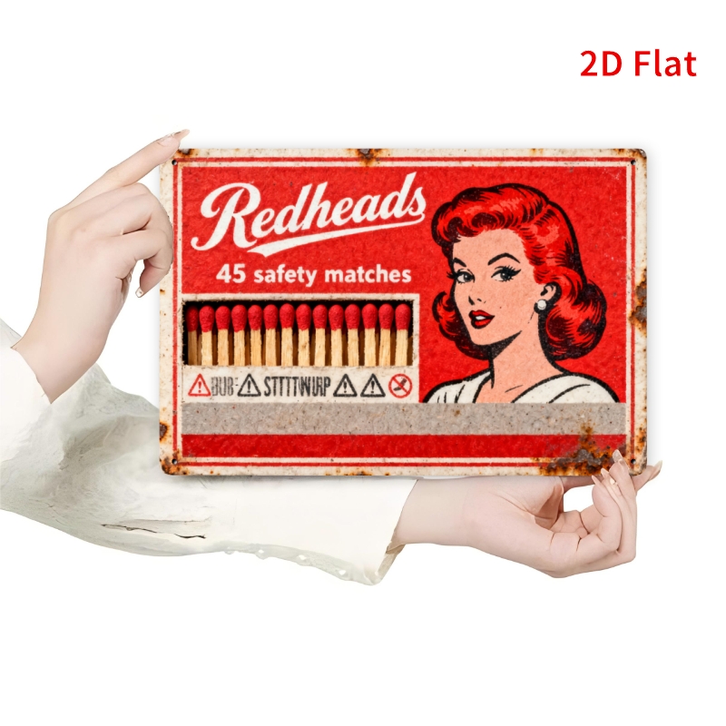 TEMU 2d Flat, [2d Flat] 1 "redheads 45 " Metal Iron Logo | Suitable For Indoor And Outdoor Use, Rainproof, Ideal For Modern Home Decor, Rustic Style,