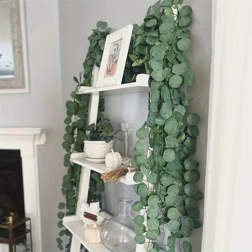 4pcs eucalyptus garland artificial eucalyptus leaf table runner green vine grape garland wedding party table fireplace bedroom wall decoration spring summer home decor